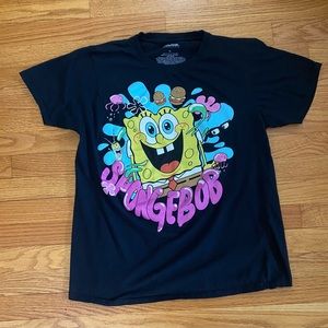 SpongeBob Nickelodeon Tshirt Adult Large Black Short Sleeve Graphic Tee